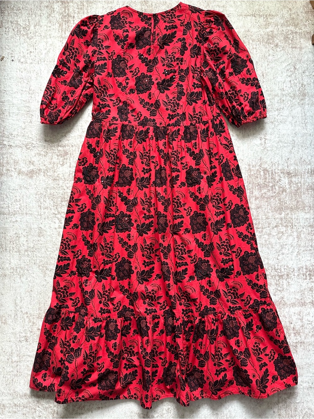 Zara Beverly Red Floral Embroidered Beaded Sequin Dress - EUC - Picture 11 of 12